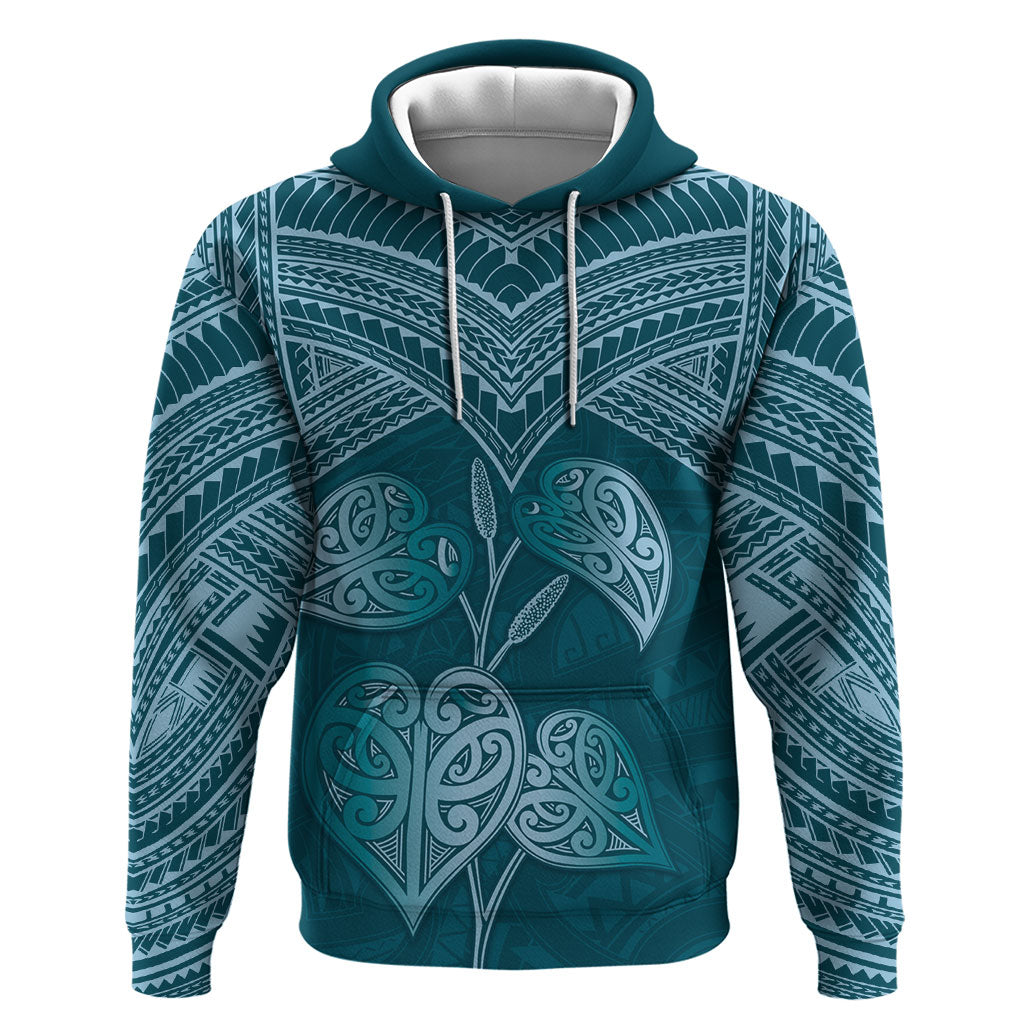 Cyan New Zealand Kawakawa Maori Ngaru Hoodie