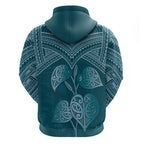 Cyan New Zealand Kawakawa Maori Ngaru Hoodie