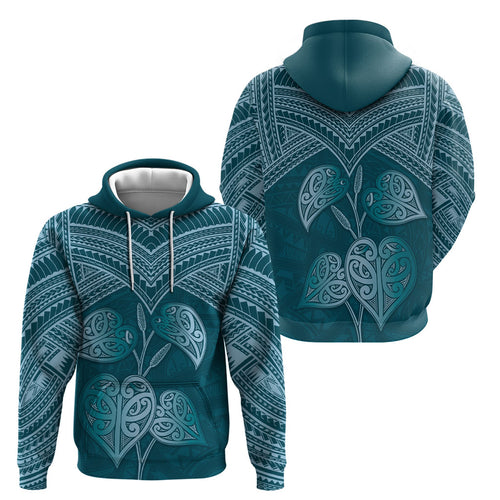 Cyan New Zealand Kawakawa Maori Ngaru Hoodie