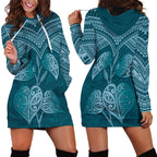Cyan New Zealand Kawakawa Maori Ngaru Hoodie Dress