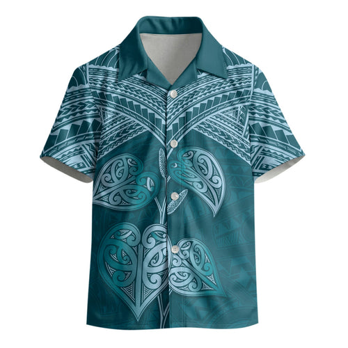 Cyan New Zealand Kawakawa Maori Ngaru Kid Hawaiian Shirt