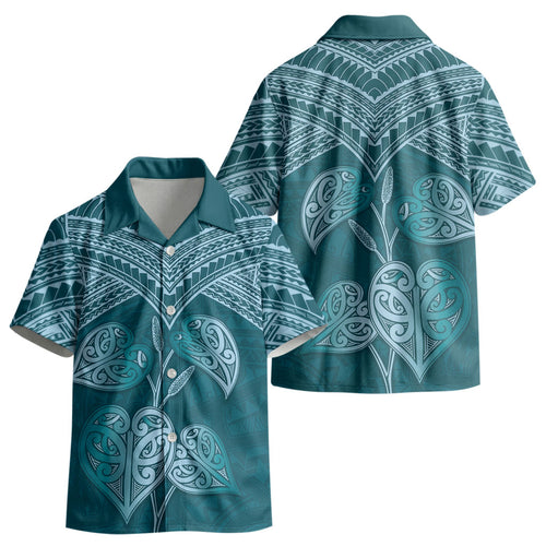Cyan New Zealand Kawakawa Maori Ngaru Kid Hawaiian Shirt