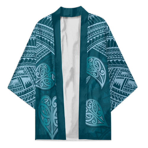 Cyan New Zealand Kawakawa Maori Ngaru Kimono
