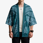 Cyan New Zealand Kawakawa Maori Ngaru Kimono