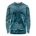 Cyan New Zealand Kawakawa Maori Ngaru Long Sleeve Shirt