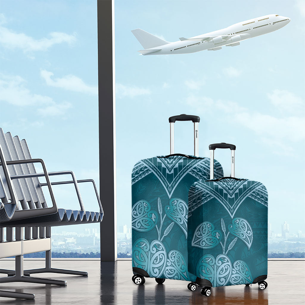 Cyan New Zealand Kawakawa Maori Ngaru Luggage Cover