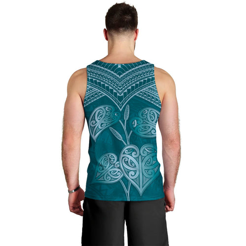 Cyan New Zealand Kawakawa Maori Ngaru Men Tank Top