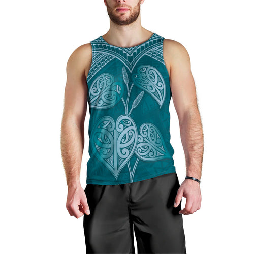 Cyan New Zealand Kawakawa Maori Ngaru Men Tank Top