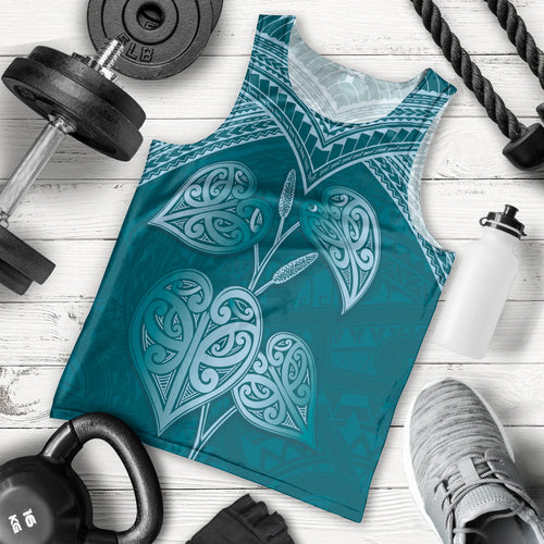 Cyan New Zealand Kawakawa Maori Ngaru Men Tank Top