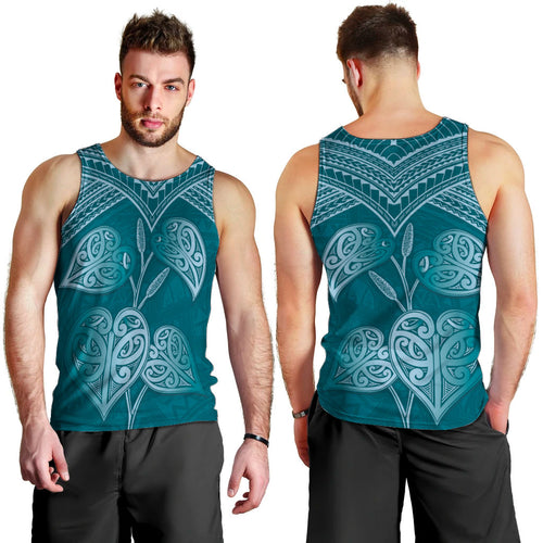 Cyan New Zealand Kawakawa Maori Ngaru Men Tank Top