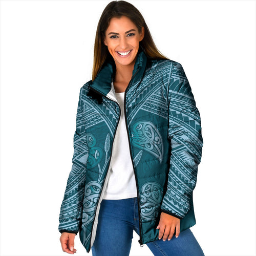 Cyan New Zealand Kawakawa Maori Ngaru Padded Jacket