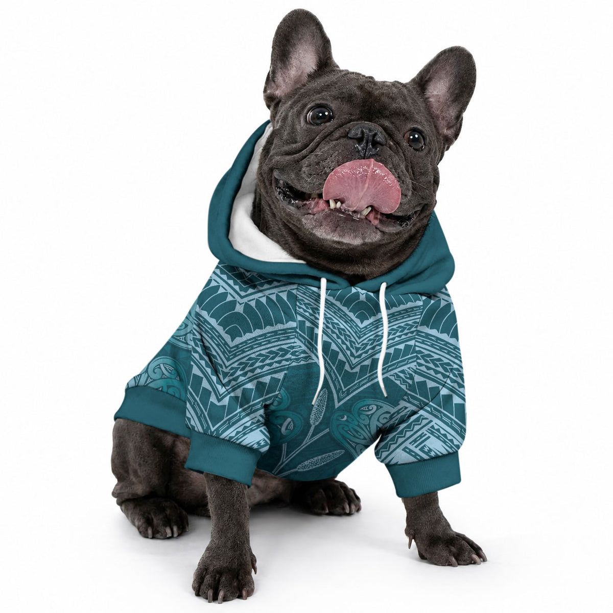 Cyan New Zealand Kawakawa Maori Ngaru Pet Hoodie