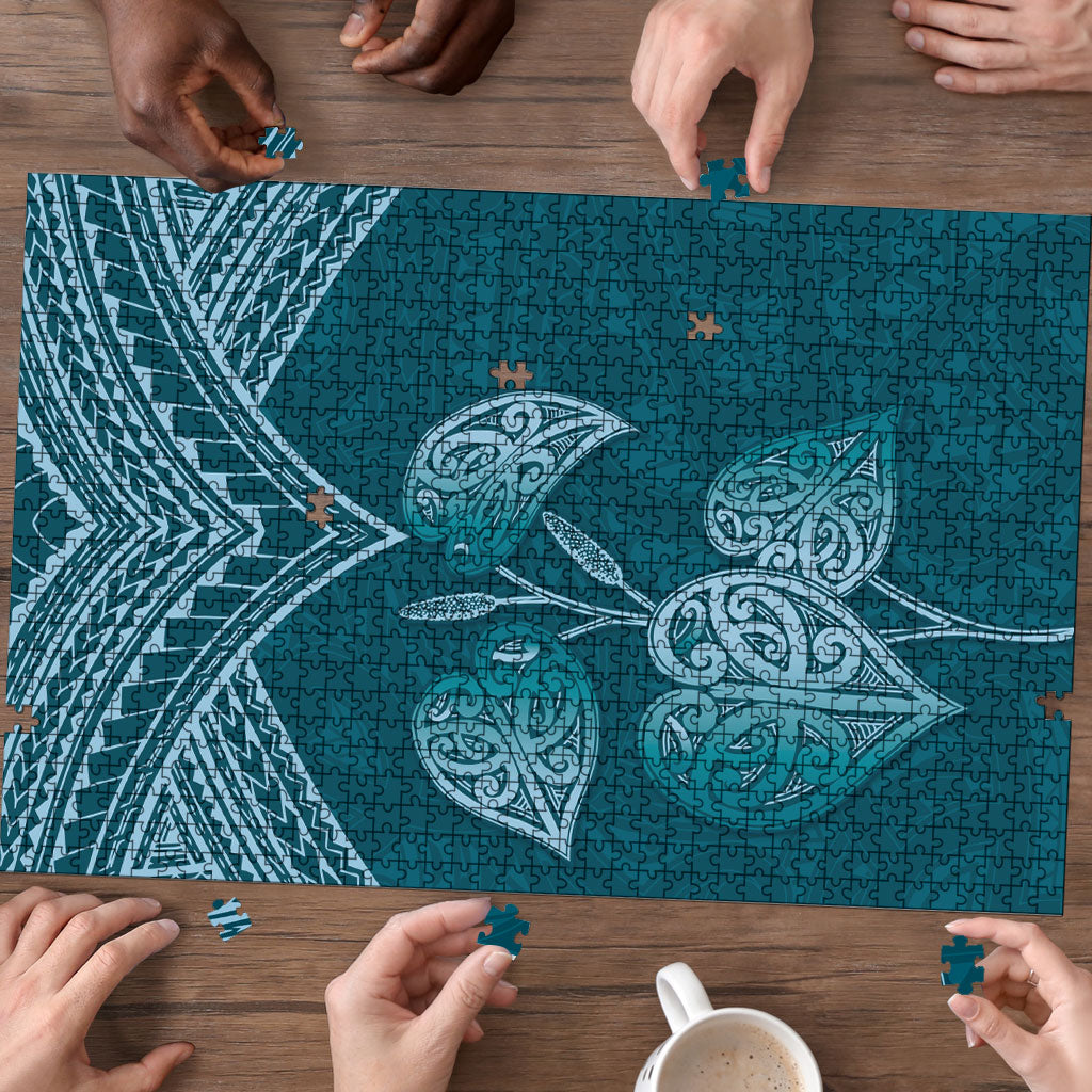 Cyan New Zealand Kawakawa Maori Ngaru Puzzle