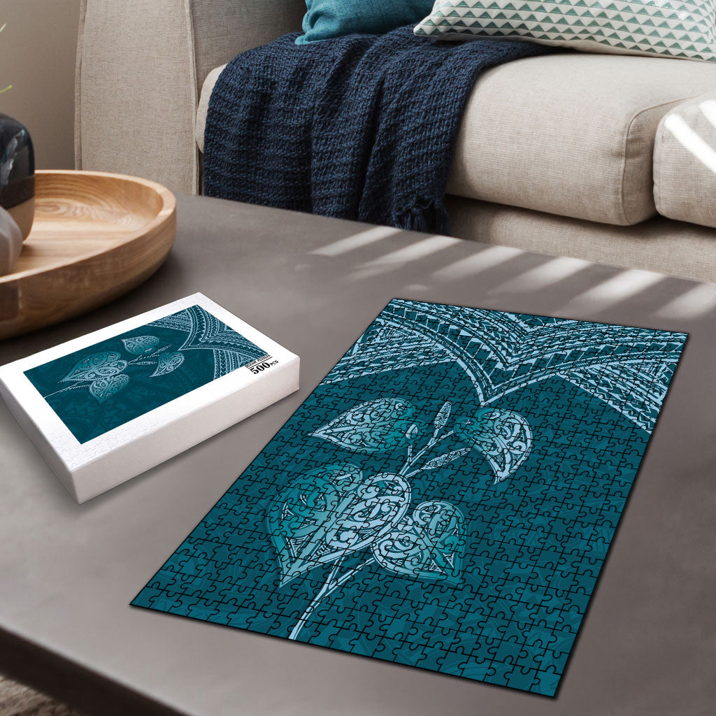 Cyan New Zealand Kawakawa Maori Ngaru Puzzle