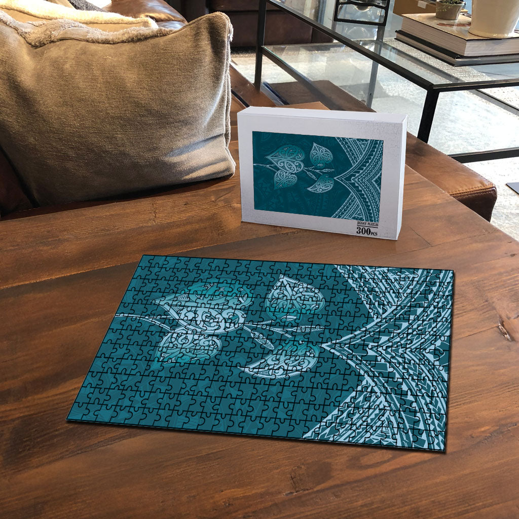 Cyan New Zealand Kawakawa Maori Ngaru Puzzle