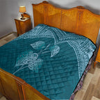 Cyan New Zealand Kawakawa Maori Ngaru Quilt