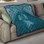Cyan New Zealand Kawakawa Maori Ngaru Quilt