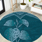 Cyan New Zealand Kawakawa Maori Ngaru Round Carpet