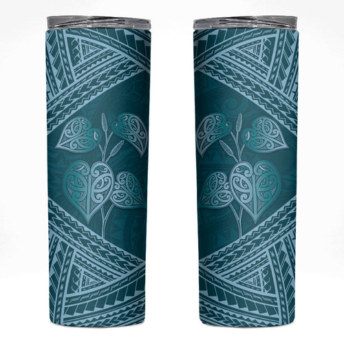 Cyan New Zealand Kawakawa Maori Ngaru Skinny Tumbler