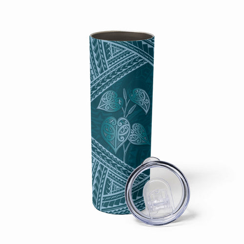 Cyan New Zealand Kawakawa Maori Ngaru Skinny Tumbler