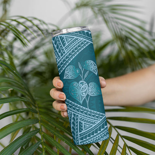 Cyan New Zealand Kawakawa Maori Ngaru Skinny Tumbler