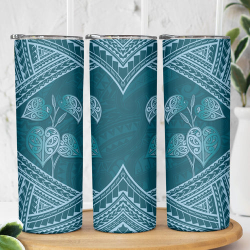 Cyan New Zealand Kawakawa Maori Ngaru Skinny Tumbler