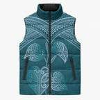 Cyan New Zealand Kawakawa Maori Ngaru Sleeveless Puffer Jacket