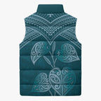 Cyan New Zealand Kawakawa Maori Ngaru Sleeveless Puffer Jacket