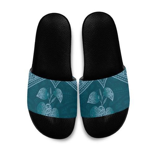 Cyan New Zealand Kawakawa Maori Ngaru Slide Sandals