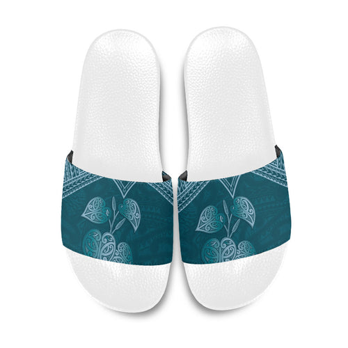 Cyan New Zealand Kawakawa Maori Ngaru Slide Sandals