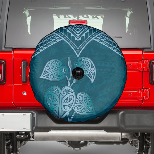Cyan New Zealand Kawakawa Maori Ngaru Spare Tire Cover