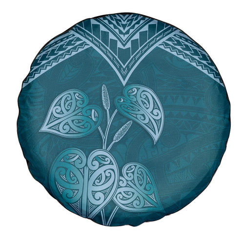 Cyan New Zealand Kawakawa Maori Ngaru Spare Tire Cover