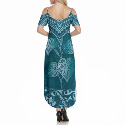 Cyan New Zealand Kawakawa Maori Ngaru Summer Maxi Dress
