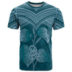 Cyan New Zealand Kawakawa Maori Ngaru T Shirt