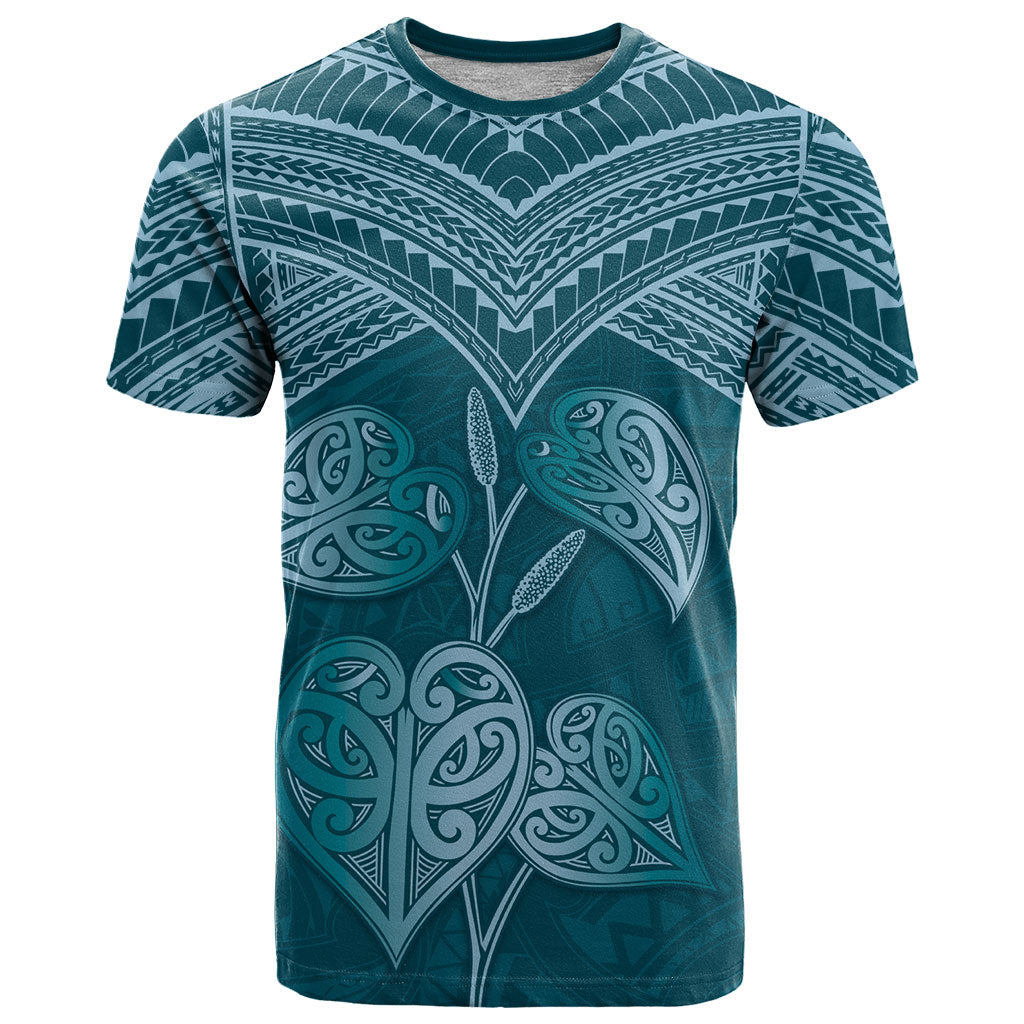 Cyan New Zealand Kawakawa Maori Ngaru T Shirt