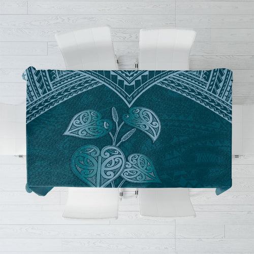 Cyan New Zealand Kawakawa Maori Ngaru Tablecloth