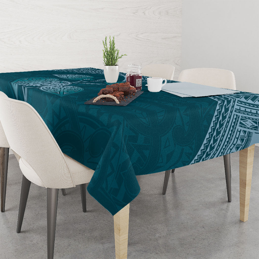 Cyan New Zealand Kawakawa Maori Ngaru Tablecloth