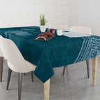 Cyan New Zealand Kawakawa Maori Ngaru Tablecloth