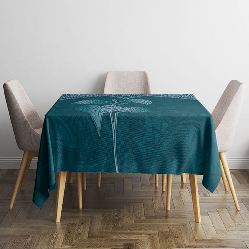 Cyan New Zealand Kawakawa Maori Ngaru Tablecloth
