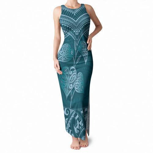 Cyan New Zealand Kawakawa Maori Ngaru Tank Maxi Dress