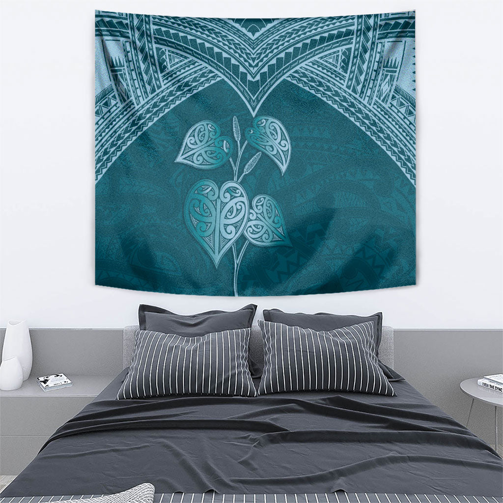 Cyan New Zealand Kawakawa Maori Ngaru Tapestry
