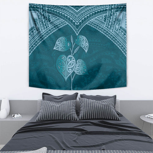 Cyan New Zealand Kawakawa Maori Ngaru Tapestry