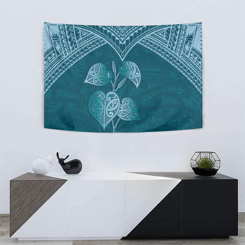 Cyan New Zealand Kawakawa Maori Ngaru Tapestry