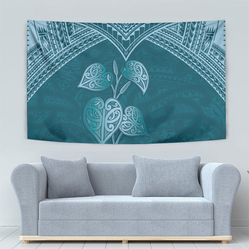Cyan New Zealand Kawakawa Maori Ngaru Tapestry