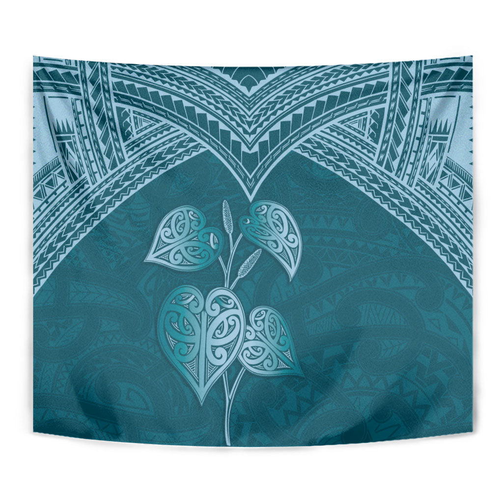 Cyan New Zealand Kawakawa Maori Ngaru Tapestry