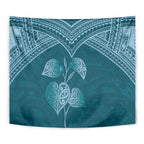 Cyan New Zealand Kawakawa Maori Ngaru Tapestry