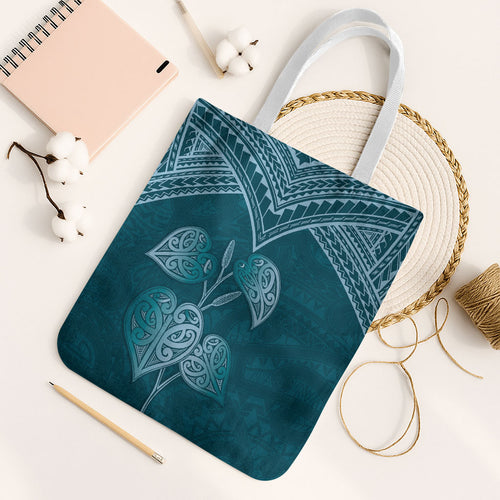 Cyan New Zealand Kawakawa Maori Ngaru Tote Bag