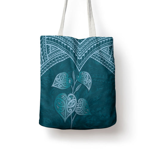 Cyan New Zealand Kawakawa Maori Ngaru Tote Bag