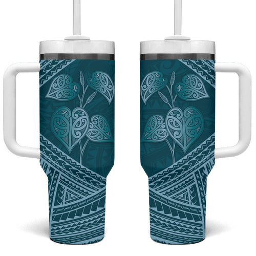 Cyan New Zealand Kawakawa Maori Ngaru Tumbler With Handle