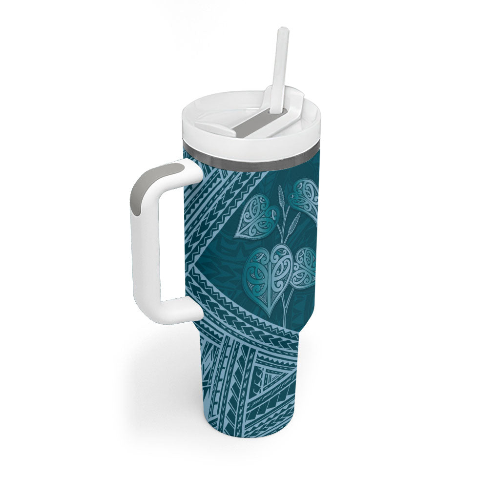 Cyan New Zealand Kawakawa Maori Ngaru Tumbler With Handle
